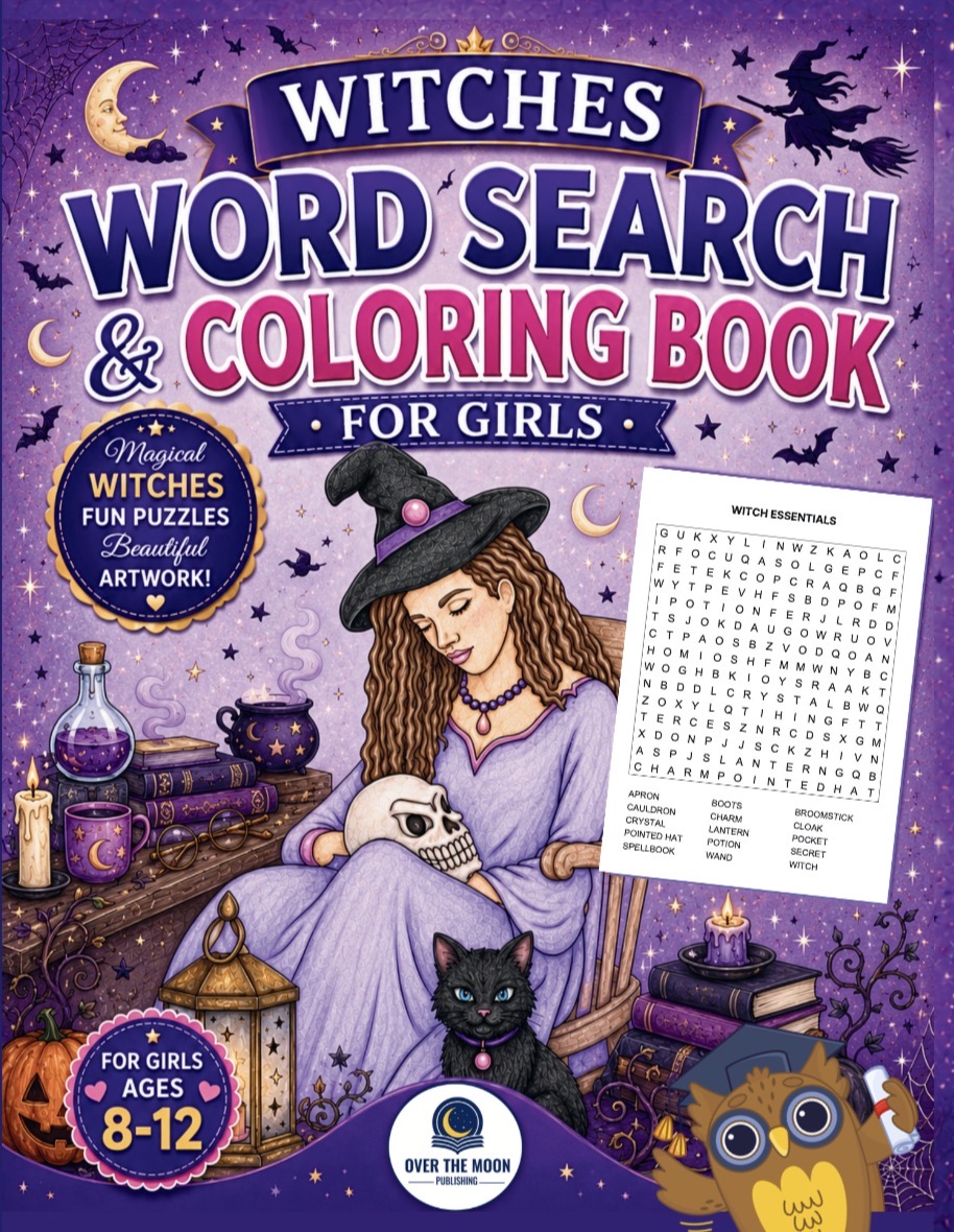 Witches Word Search and Coloring Book for Girls